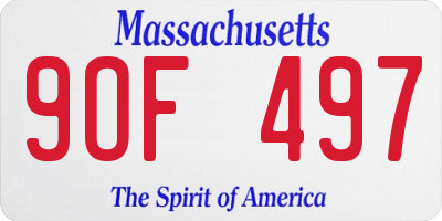 MA license plate 9OF497
