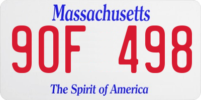 MA license plate 9OF498