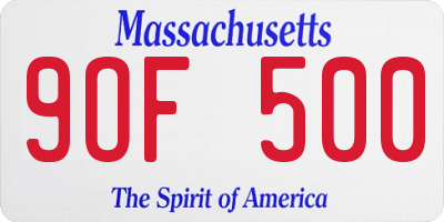 MA license plate 9OF500