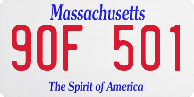 MA license plate 9OF501