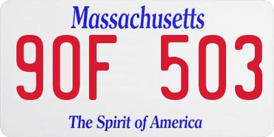 MA license plate 9OF503