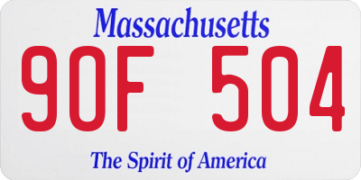 MA license plate 9OF504