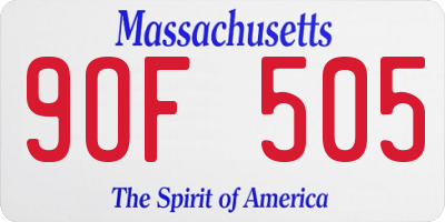 MA license plate 9OF505