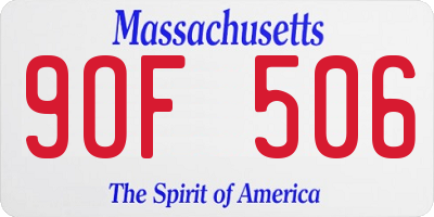 MA license plate 9OF506