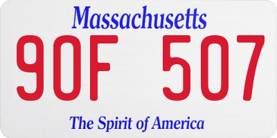 MA license plate 9OF507