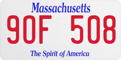 MA license plate 9OF508