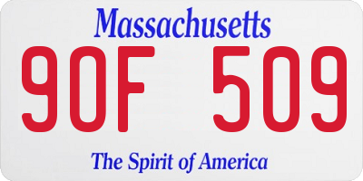 MA license plate 9OF509