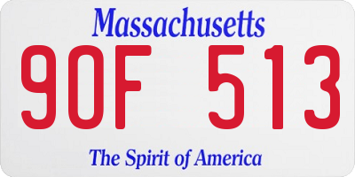 MA license plate 9OF513