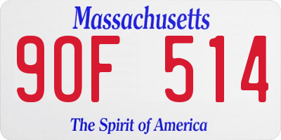 MA license plate 9OF514