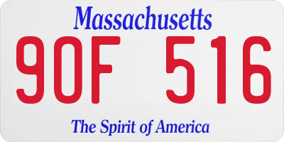 MA license plate 9OF516