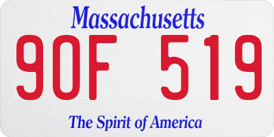 MA license plate 9OF519