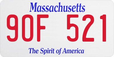 MA license plate 9OF521