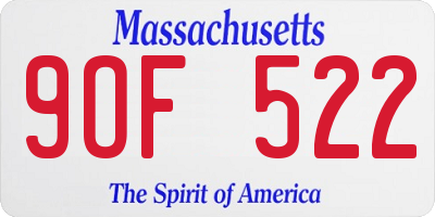 MA license plate 9OF522
