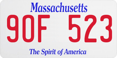 MA license plate 9OF523