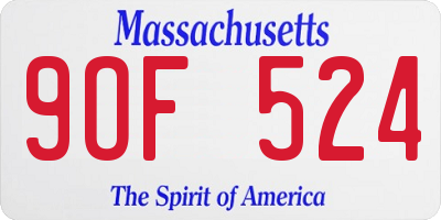 MA license plate 9OF524
