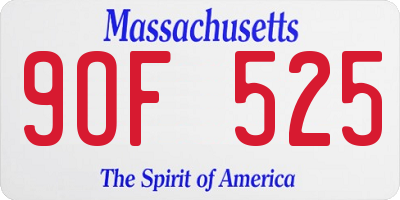 MA license plate 9OF525