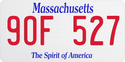 MA license plate 9OF527