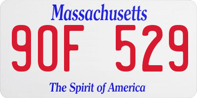 MA license plate 9OF529