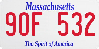 MA license plate 9OF532
