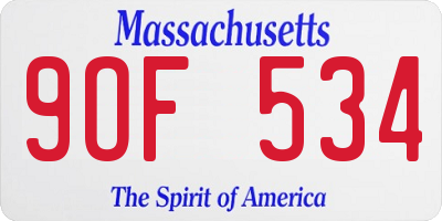 MA license plate 9OF534
