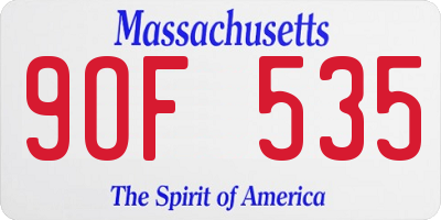 MA license plate 9OF535