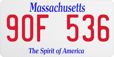 MA license plate 9OF536