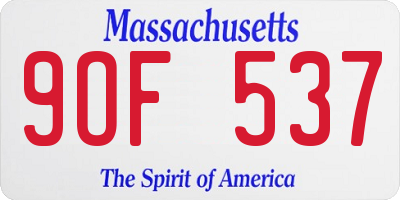 MA license plate 9OF537
