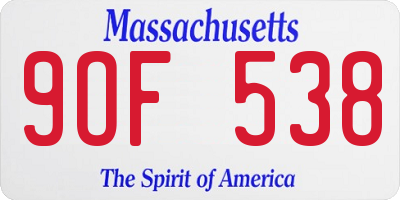 MA license plate 9OF538
