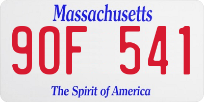 MA license plate 9OF541