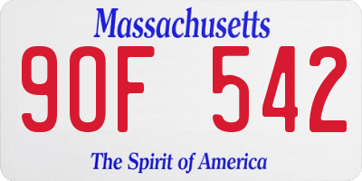 MA license plate 9OF542