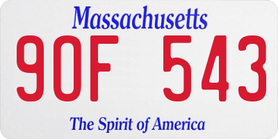 MA license plate 9OF543