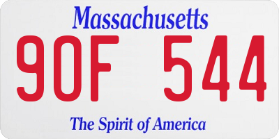 MA license plate 9OF544