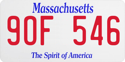 MA license plate 9OF546