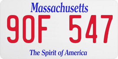 MA license plate 9OF547