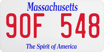MA license plate 9OF548
