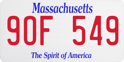 MA license plate 9OF549