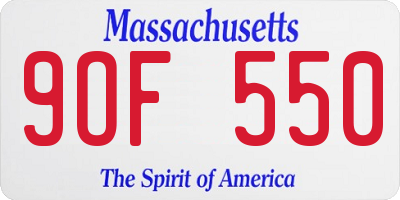 MA license plate 9OF550