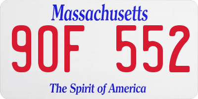 MA license plate 9OF552