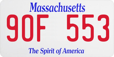 MA license plate 9OF553