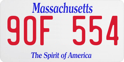 MA license plate 9OF554