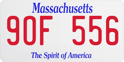 MA license plate 9OF556
