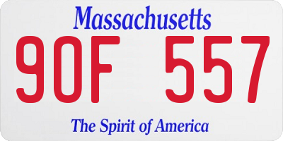 MA license plate 9OF557