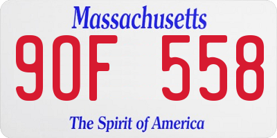 MA license plate 9OF558