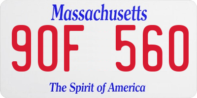 MA license plate 9OF560