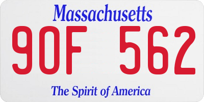 MA license plate 9OF562
