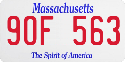 MA license plate 9OF563