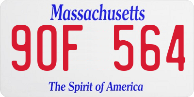 MA license plate 9OF564