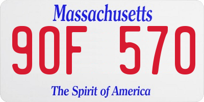 MA license plate 9OF570