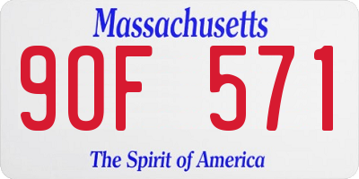 MA license plate 9OF571