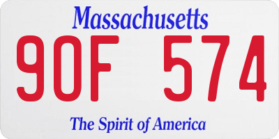 MA license plate 9OF574